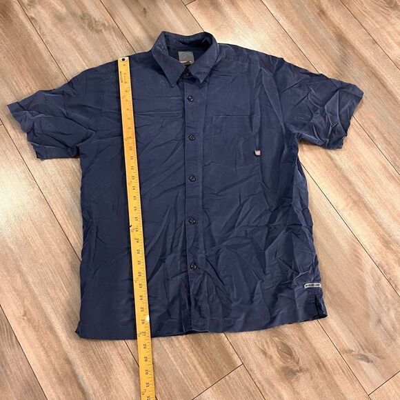Vintage Quiksilver Navy Short Sleeve Striped‎ Buttonup Men Small P-200 - Picture 3 of 5
